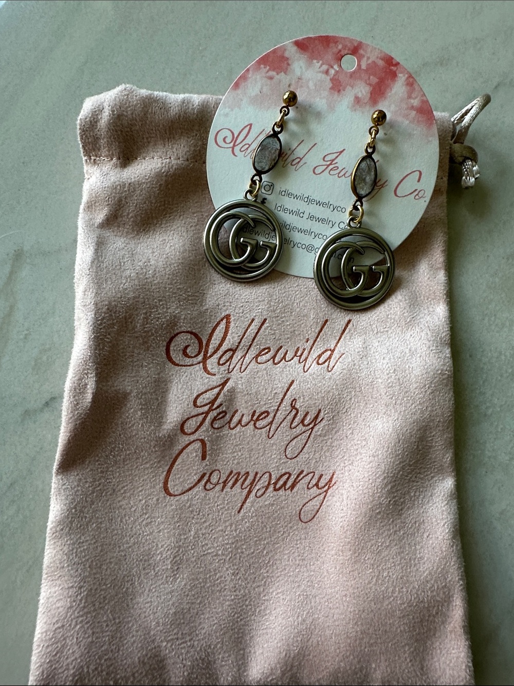 Gold Double-Circle Drop Earrings